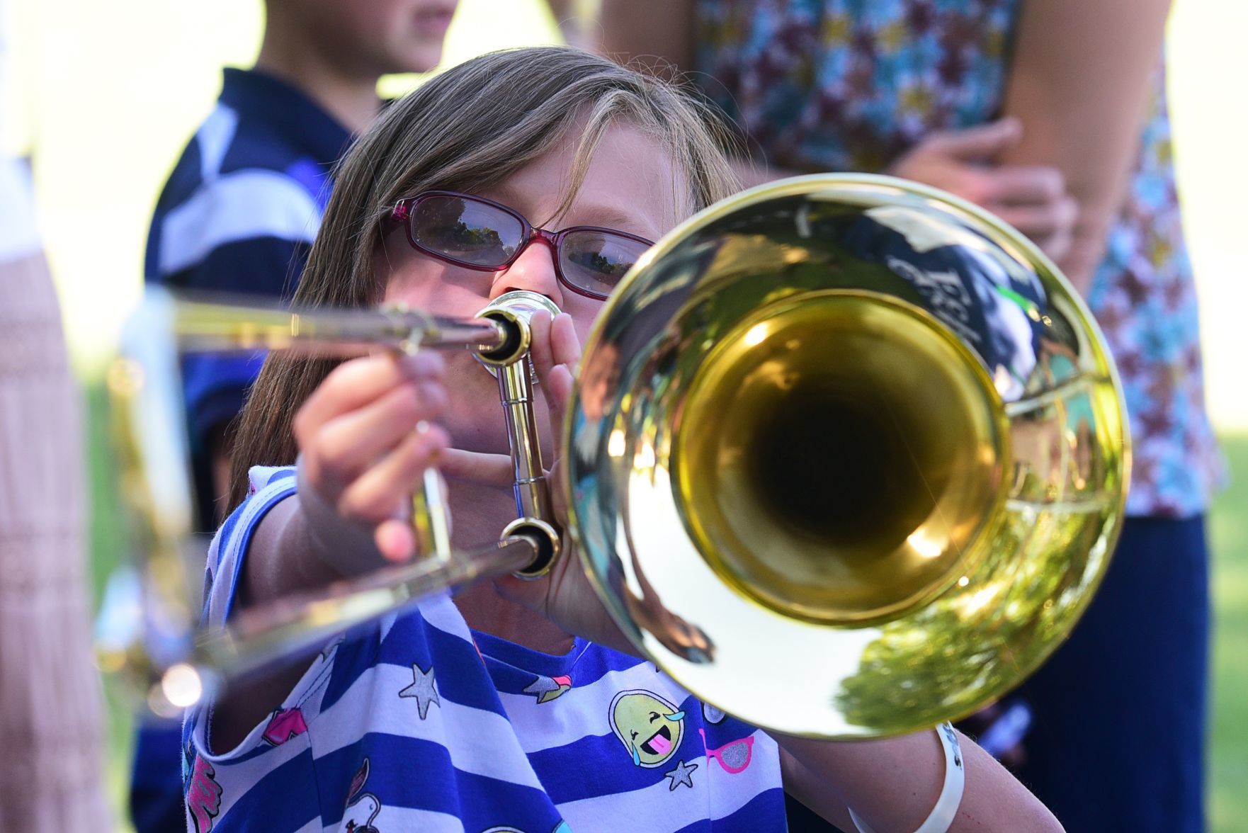Trying out the trombone